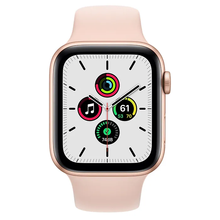 Ceas inteligent Apple Watch SE MYDR2, 44mm, Carcasă din aluminiu cu bandă sport de culoare Pink Sand