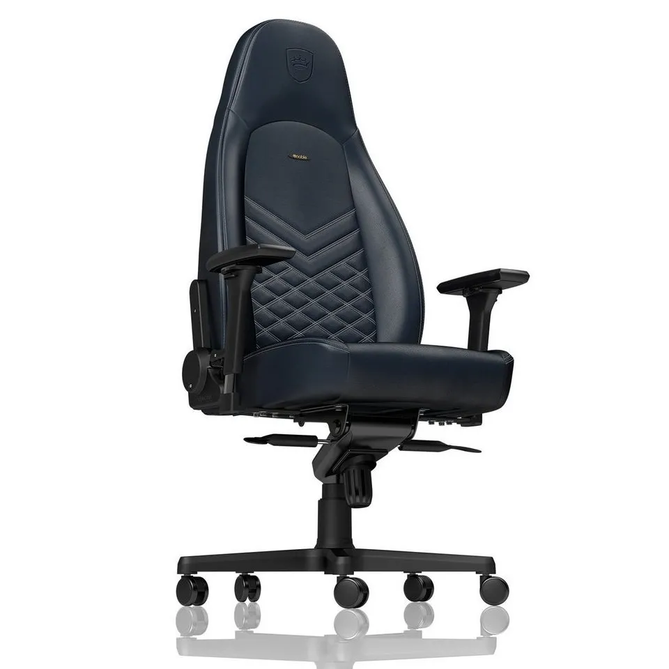 Scaun Gaming Noblechairs Icon, Piele naturală, Albastru închis