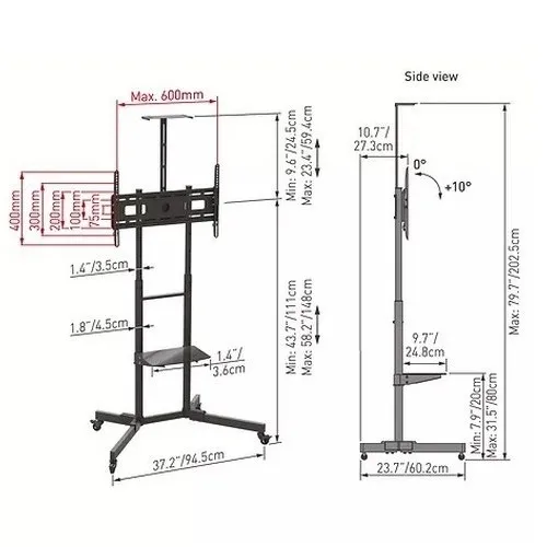 Suport pentru TV pe picior BARKAN SW452, Negru