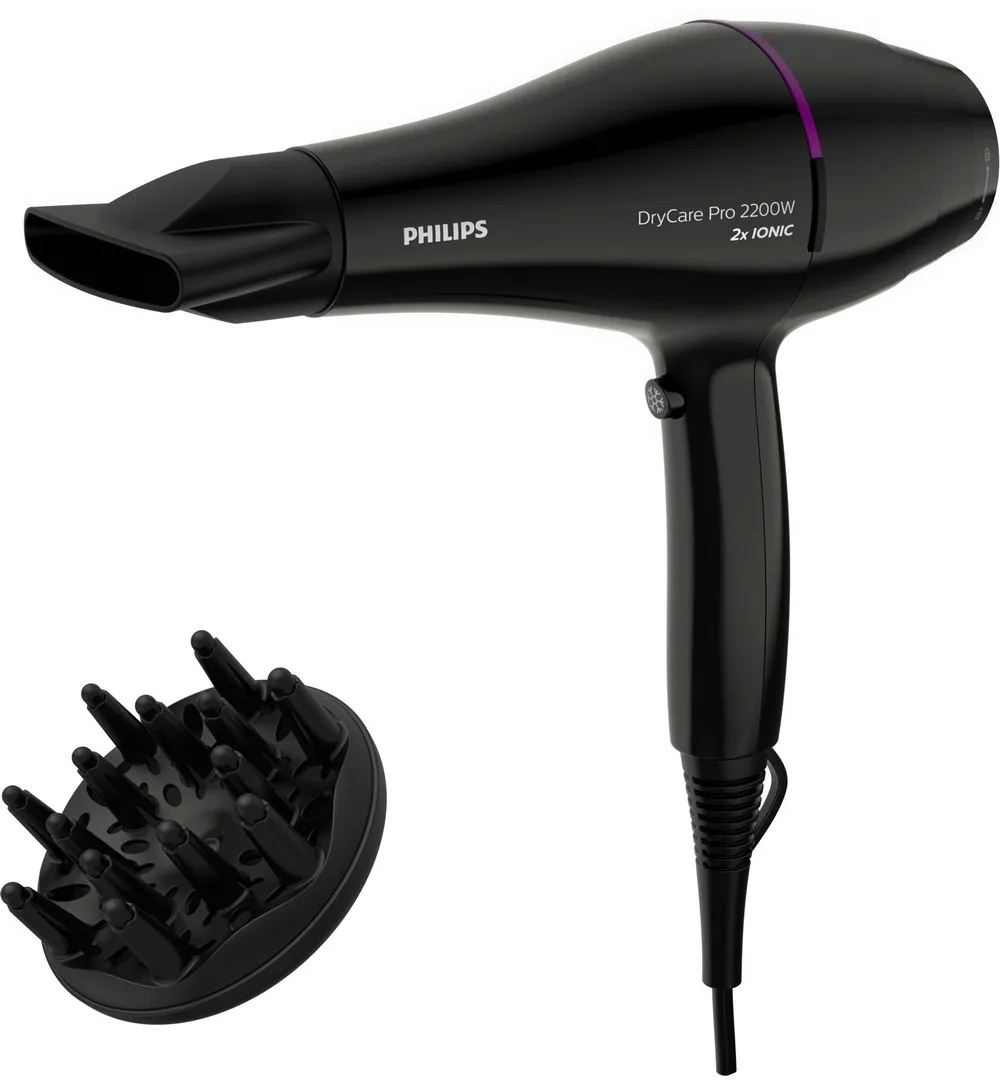 Uscător de păr Philips BHD274/00, 2200 W, Negru