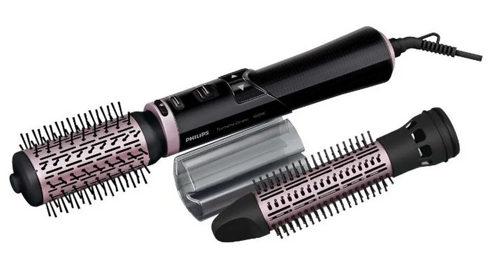 Uscător de păr-perie Philips Dynamic Volumebrush HP8654/00, 1000 W, Negru | Roz