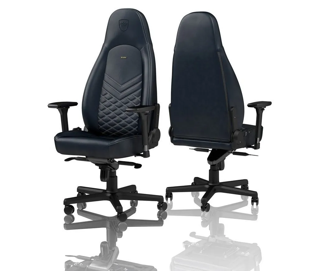 Scaun Gaming Noblechairs Icon, Piele naturală, Albastru închis