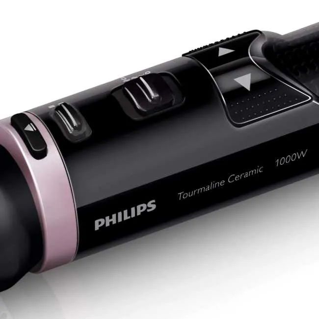 Uscător de păr-perie Philips Dynamic Volumebrush HP8654/00, 1000 W, Negru | Roz