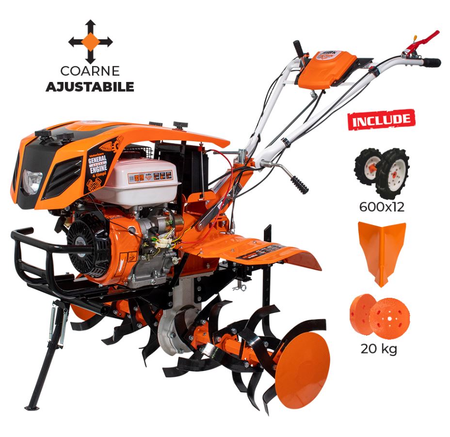 Motocultor Ruris 918K + roti cauciuc 6.00-12+rarita+set contragreutati 20kg