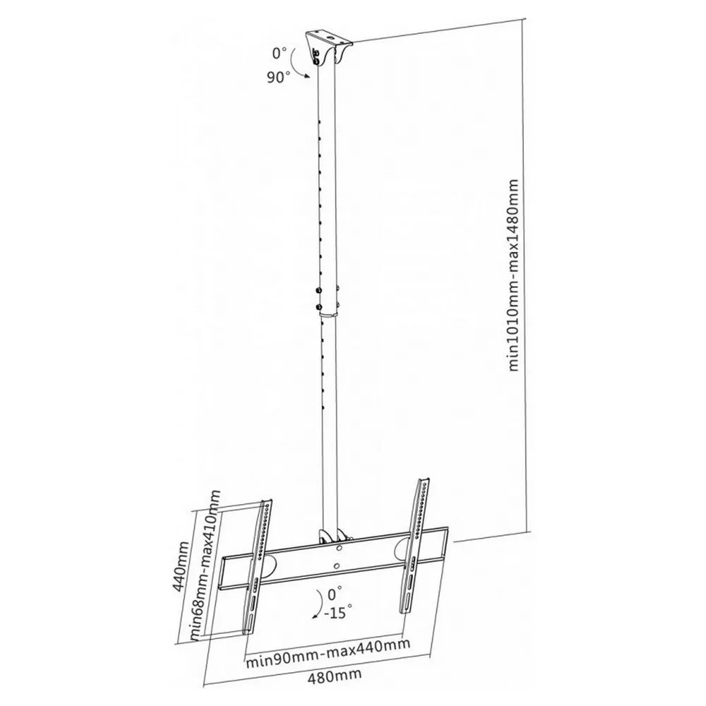 Suport TV tavan Full-motion Reflecta Pallas L, Negru