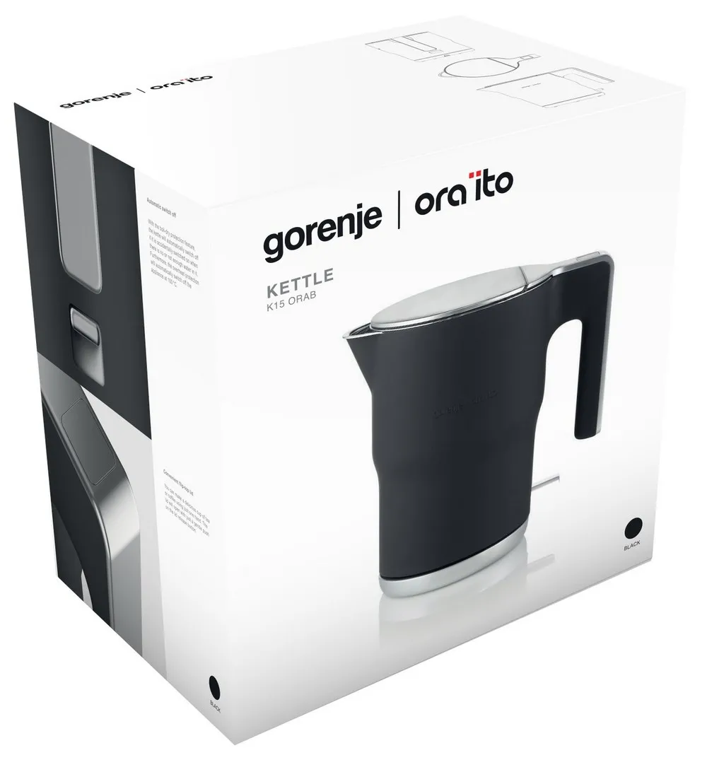 Электрочайник Gorenje K15ORAB, Чёрный