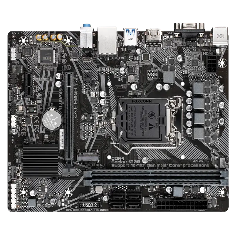 Материнская плата Gigabyte H510M H V2, LGA1200, Intel H470, Micro-ATX