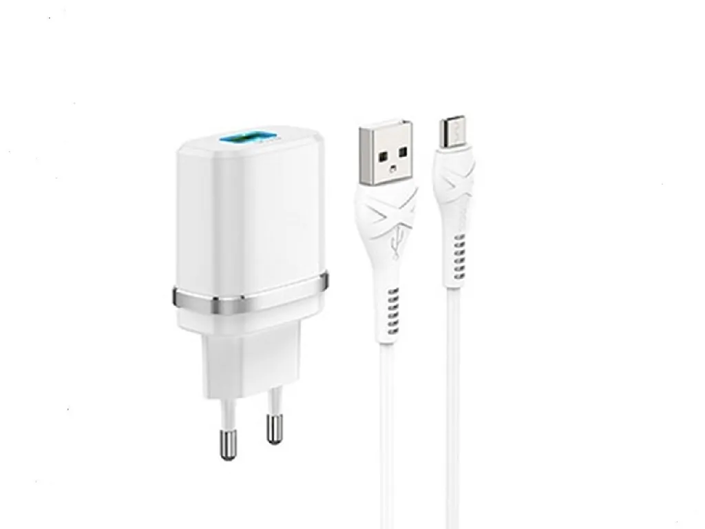 Зарядное устройство Xpower Charger  + Type-C Cable, 1USB, QC3.0, Белый