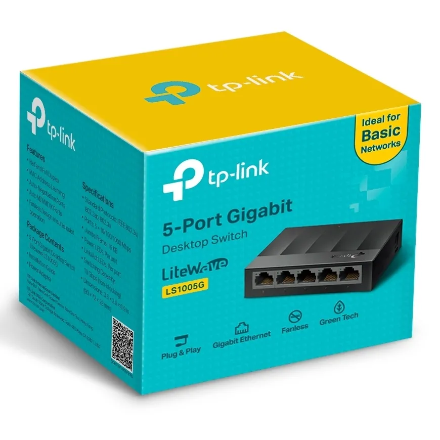 .5-port 10/100/1000Mbps Switch TP-LINK LiteWave "LS1005G", plastic case