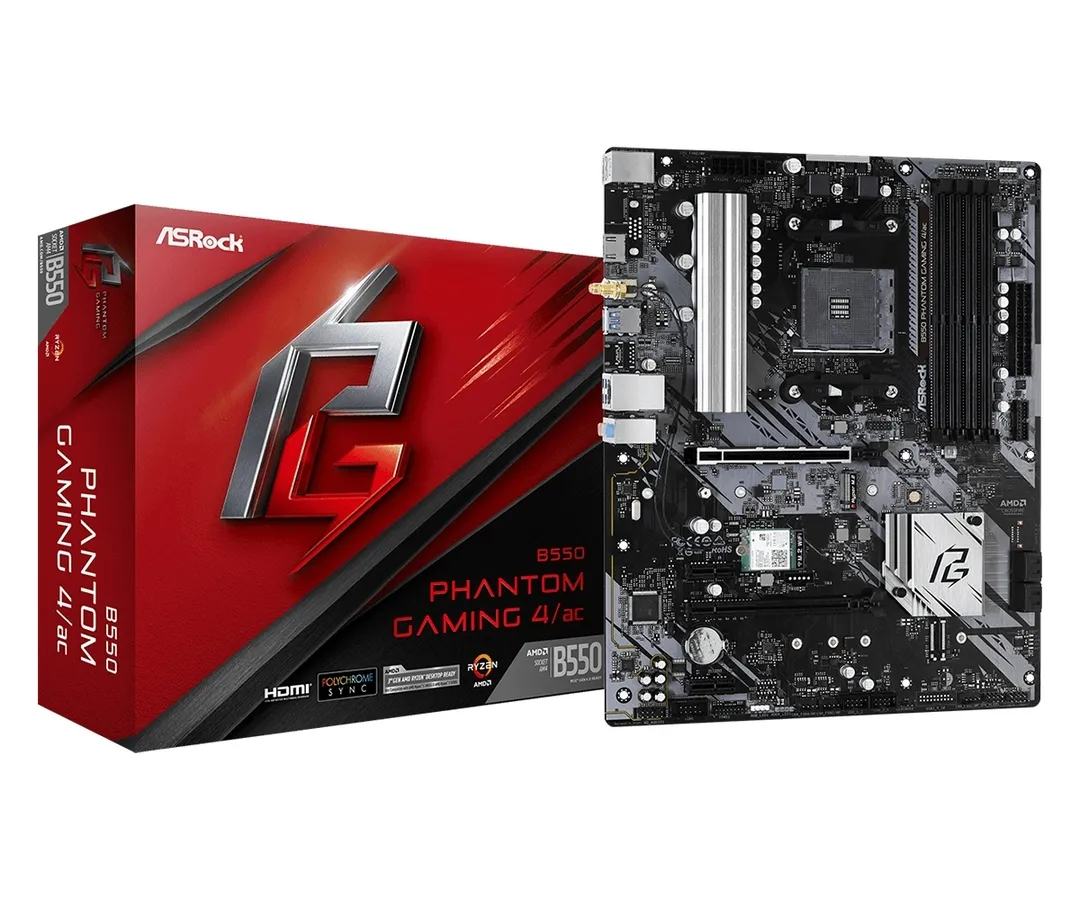 Материнская плата ASRock B550 PHANTOM GAMING 4/AC, AM4, AMD B550, ATX