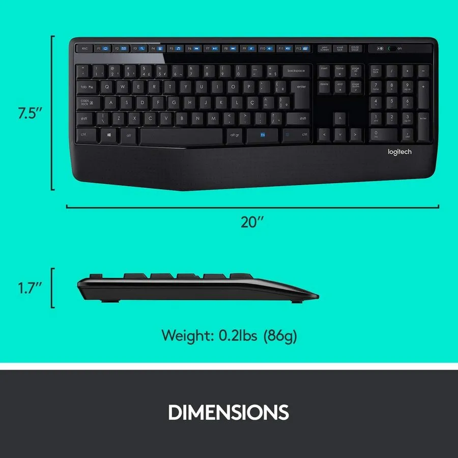 Клавиатура и мышь Logitech MK345, Беспроводное, Чёрный