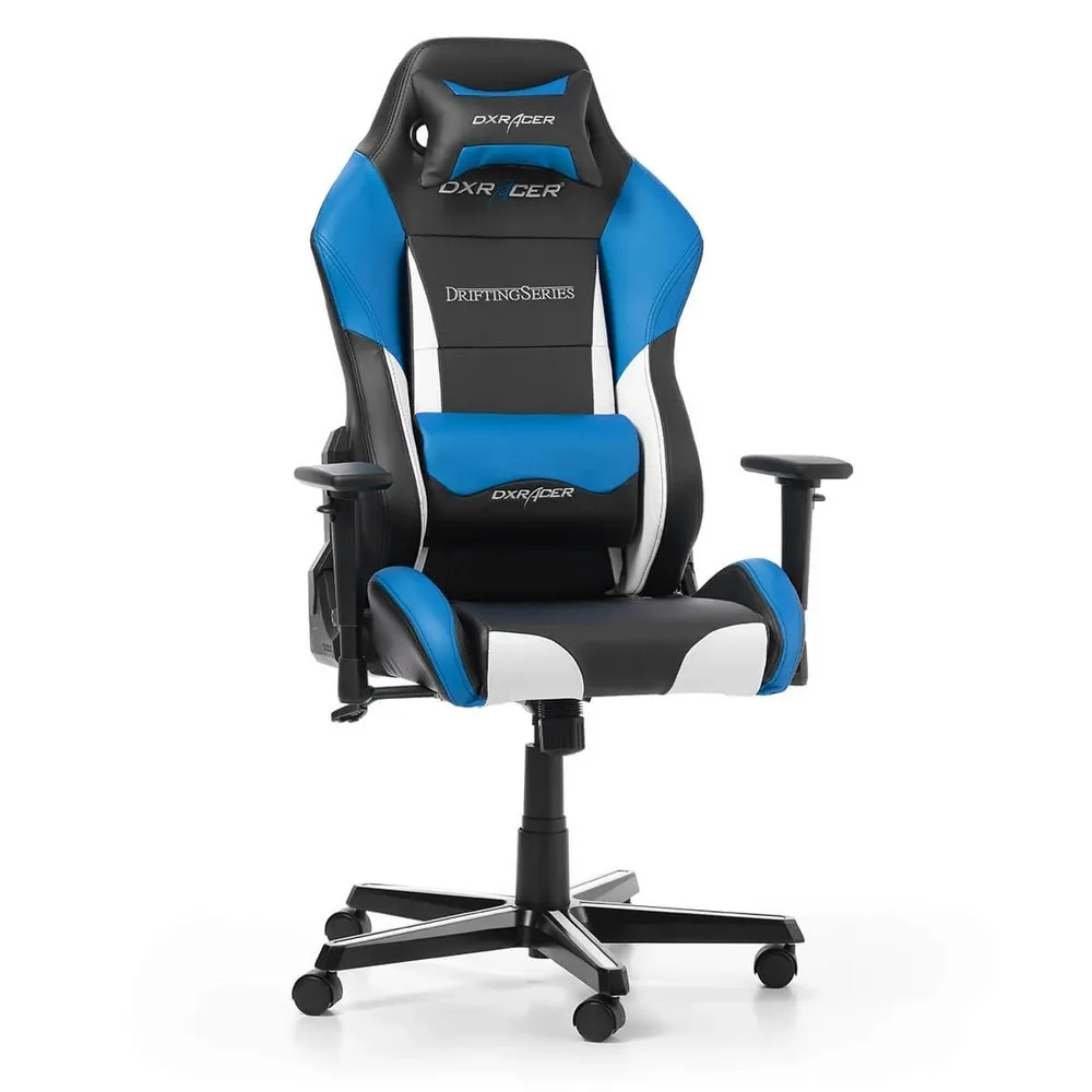 Scaun Gaming DXRacer Drifting, PU Piele, Negru/Alb/Albastru