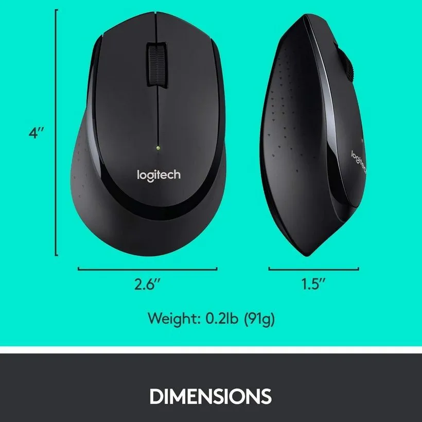 Клавиатура и мышь Logitech MK345, Беспроводное, Чёрный