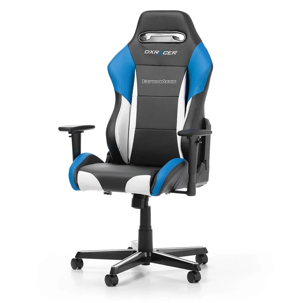 Scaun Gaming DXRacer Drifting, PU Piele, Negru/Alb/Albastru