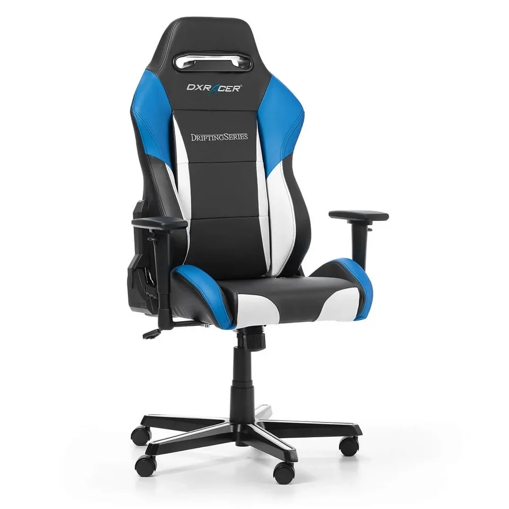 Scaun Gaming DXRacer Drifting, PU Piele, Negru/Alb/Albastru