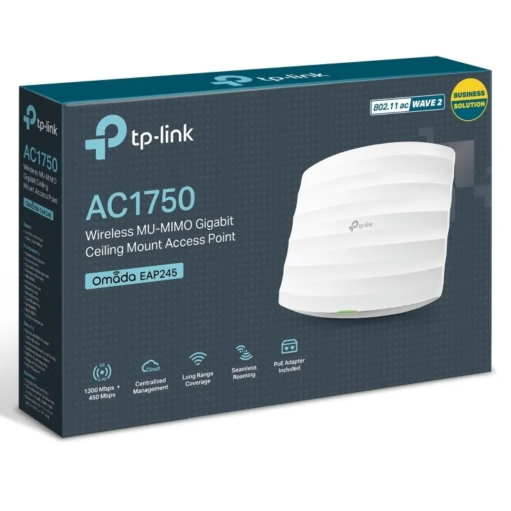 Punct de acces fără fir TP-LINK EAP245, 450 Mbps, 1300 Mbps, Alb