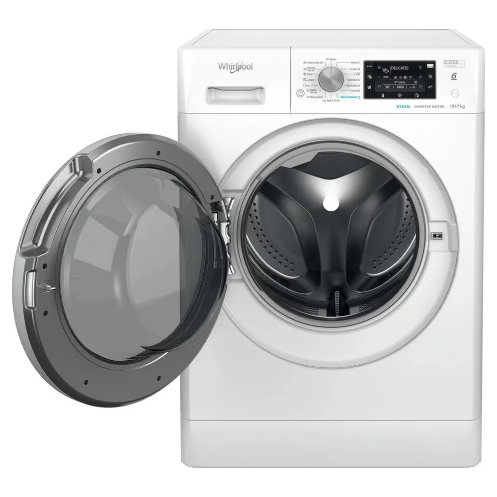 Mașină de spălat cu uscător Whirlpool FFWDD 1076258 SV EE, 10kg, Alb