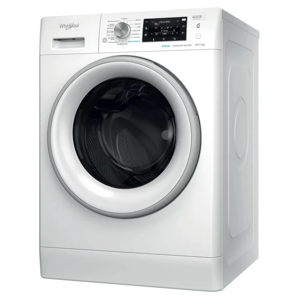 Mașină de spălat cu uscător Whirlpool FFWDD 1076258 SV EE, 10kg, Alb