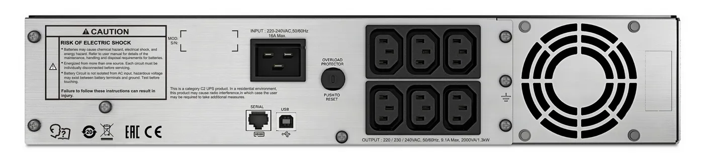 Sursă de alimentare neîntreruptibilă APC Smart-UPS SMC2000I-2URS, Linear-interactiv, 2000VA, Montare pe rafturi