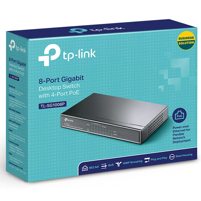PoE коммутатор TP-LINK TL-SG1008P, 4x IEEE 802.3af/at