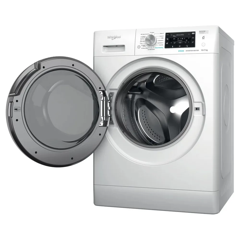 Mașină de spălat cu uscător Whirlpool FFWDD 1076258 SV EE, 10kg, Alb