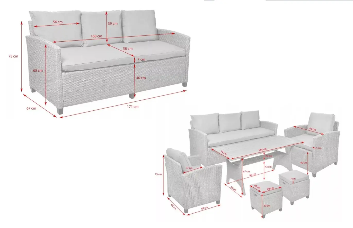 Set mobilier de gradina MILANO (gri)