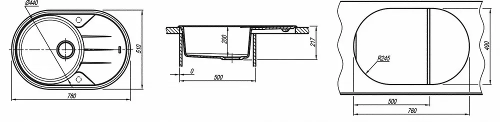 Кухонная мойка из кварца Florentina-LOTOS 780 Antracit