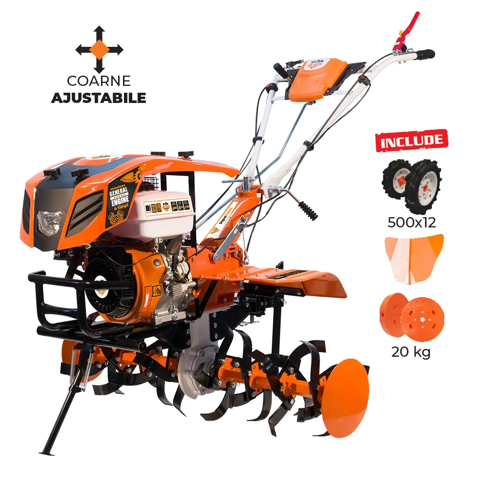 Motocultor Ruris 915ACC + roti cauciuc 5.00-12+rarita+plug reversibil rev2+roti metalice 500+set contragreutati 20kg