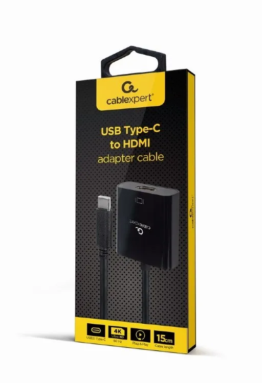 Cablu Video Cablexpert A-CM-HDMIF-04, USB 3.1 Type-C (M) - HDMI (F), 0.15 m, Negru