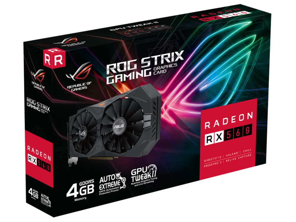 Видеокарта ASUS ROG-STRIX-RX560-4G-V2-GAMING,  4ГБ GDDR5 128бит