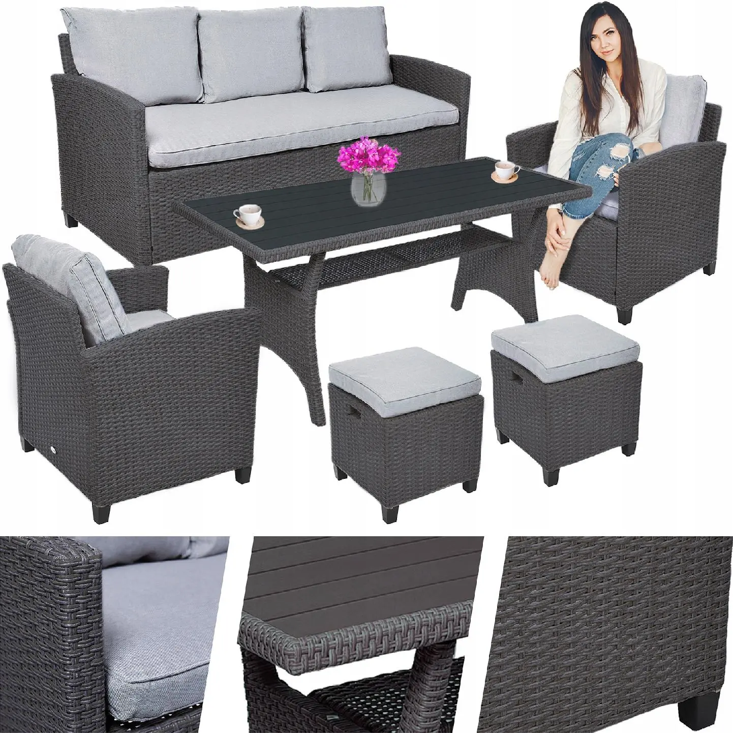 Set mobilier de gradina MILANO (gri)