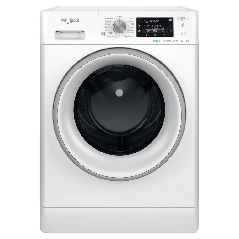 Mașină de spălat cu uscător Whirlpool FFWDD 1076258 SV EE, 10kg, Alb