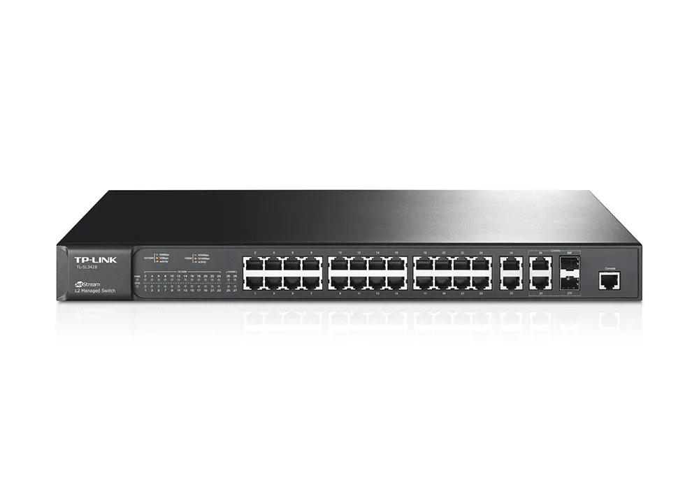 Сетевой коммутатор TP-LINK TL-SL3428, 24x 10/100 Мбит/с, 2x 10/100/1000 Мбит/с, 2x SFP