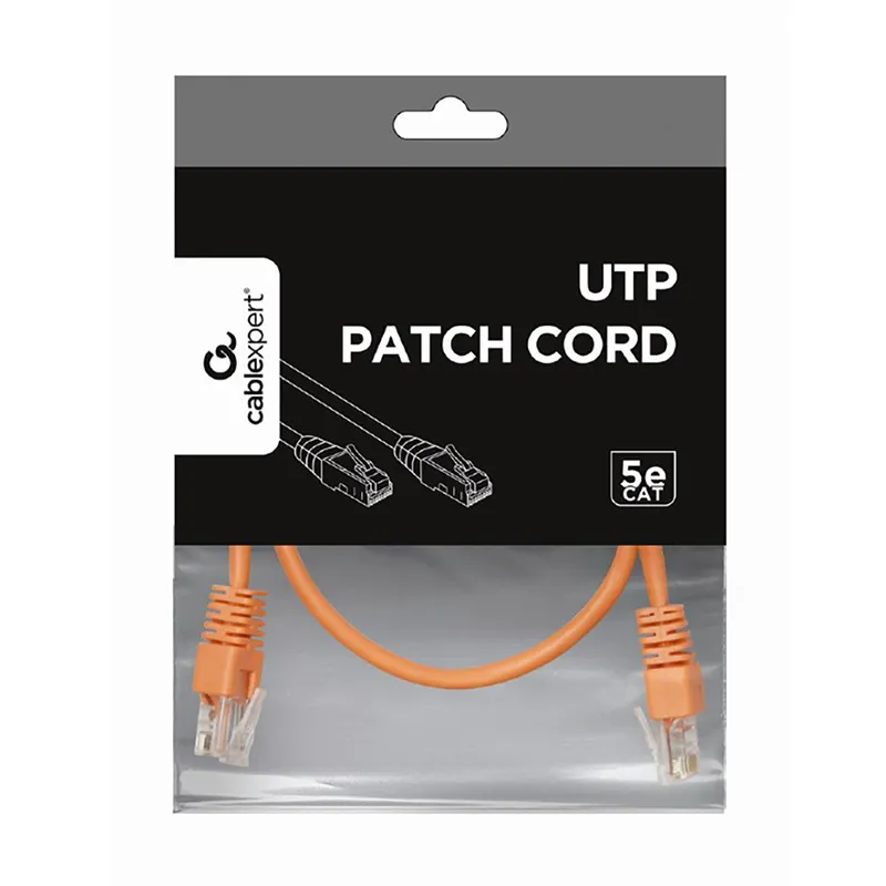 Patch cord Cablexpert PP12-0.25M/O, CAT5e UTP, 0,25m, Portocaliu