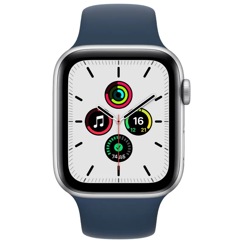 Ceas inteligent Apple Watch SE MKQ43, 44mm, Carcasă din aluminiu cu bandă sportivă Abyss Blue