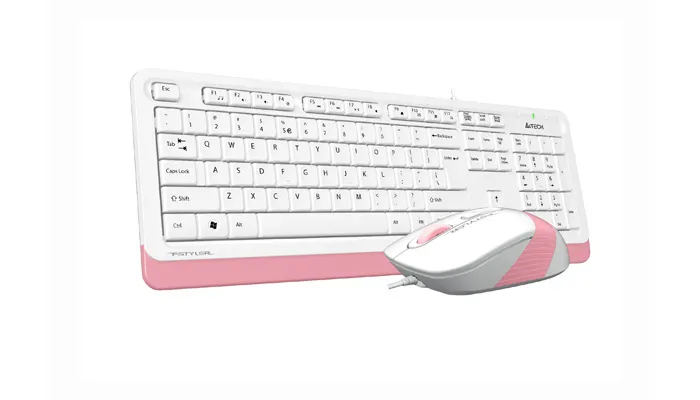 Клавиатура и мышь A4Tech F1010, Проводное, Белый/Розовый