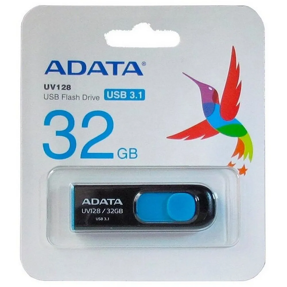 USB Flash накопитель ADATA UV128, 32Гб, Черный/Синий