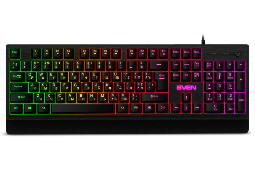 Gaming Keyboard SVEN KB-C7150EL, Multicolored backlit, 12 Fn keys, Black, USB