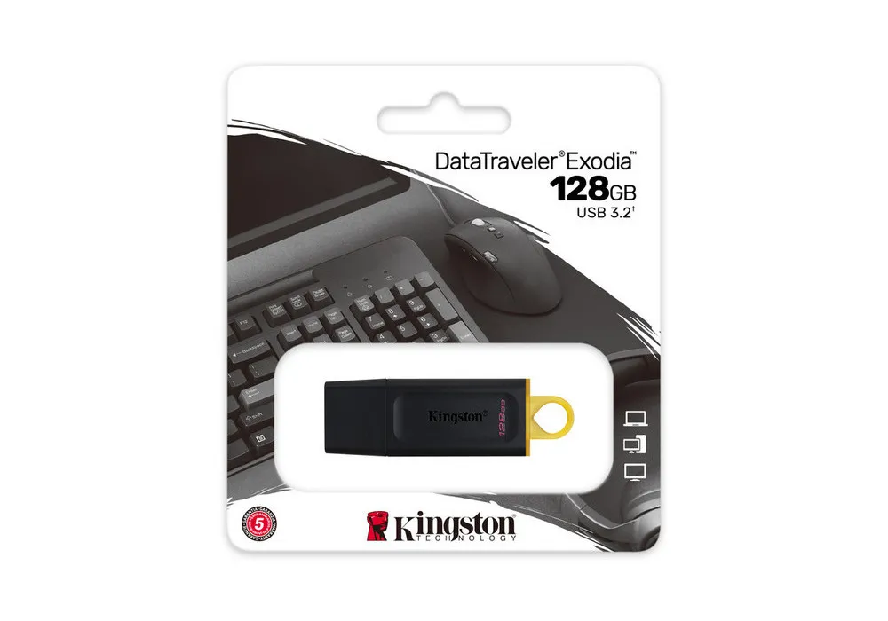 USB Flash накопитель Kingston DataTraveler Exodia, 128Гб, Чёрный/Жёлтый