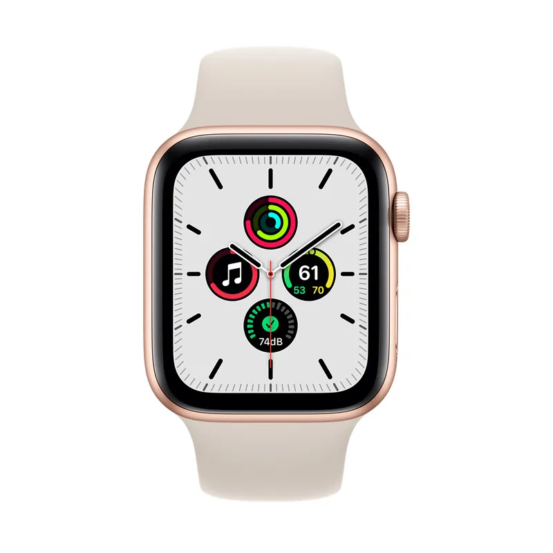 Ceas inteligent Apple Watch SE MKQ53, 44mm, Carcasă din aluminiu cu bandă sport Starlight