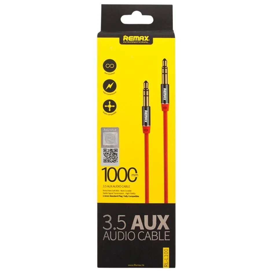 Cablu audio Remax L100, 3.5 mm - 3.5 mm, 1m, Roșu