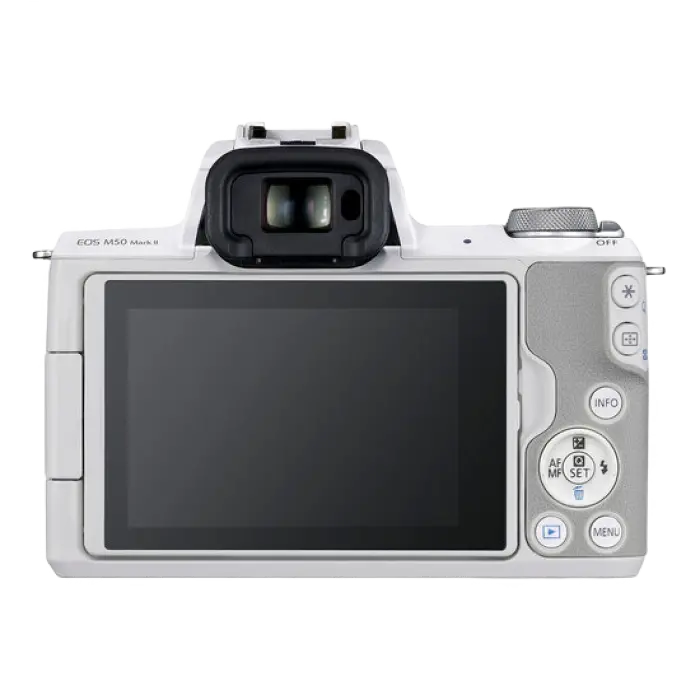 Aparat Foto Mirrorless Canon EOS M50 Mark II, White + EF-M 15-45 IS, Alb