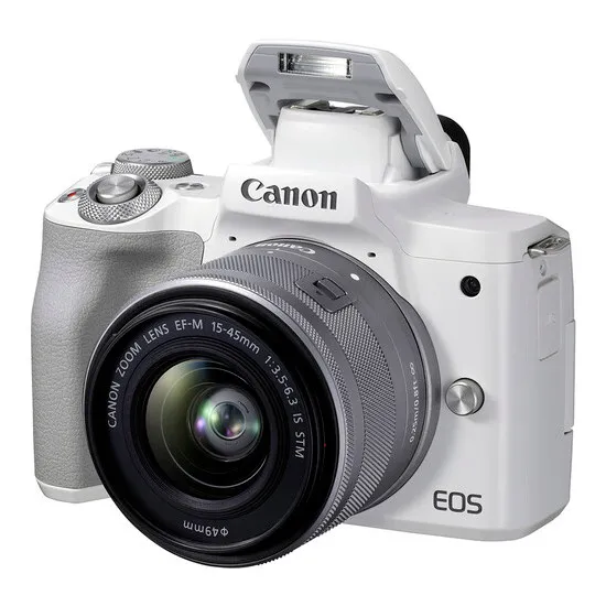 Aparat Foto Mirrorless Canon EOS M50 Mark II, White + EF-M 15-45 IS, Alb