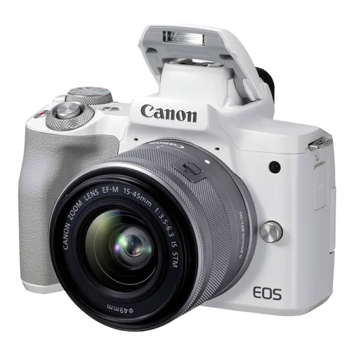 Aparat Foto Mirrorless Canon EOS M50 Mark II, White + EF-M 15-45 IS, Alb