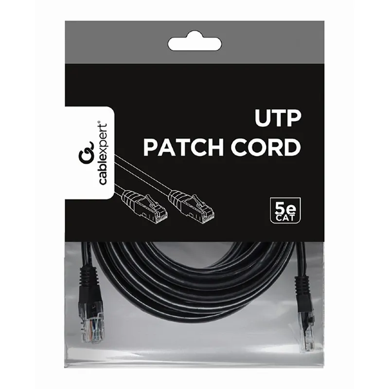 Patch cord Cablexpert PP12-5M/BK, CAT5e UTP, 5m, Negru