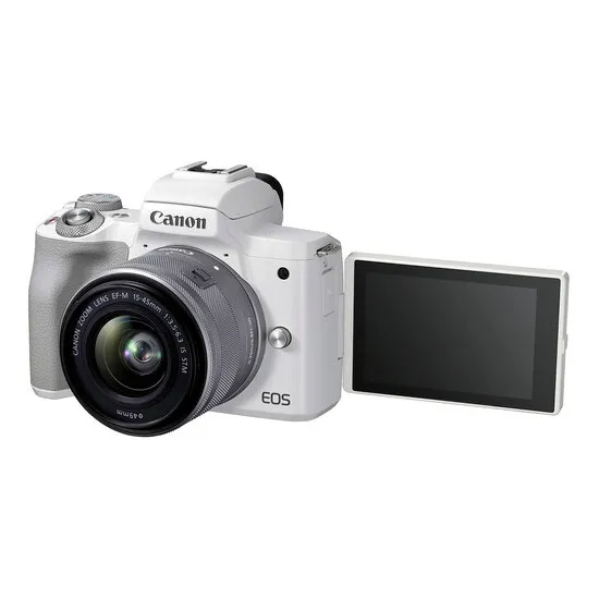 Aparat Foto Mirrorless Canon EOS M50 Mark II, White + EF-M 15-45 IS, Alb