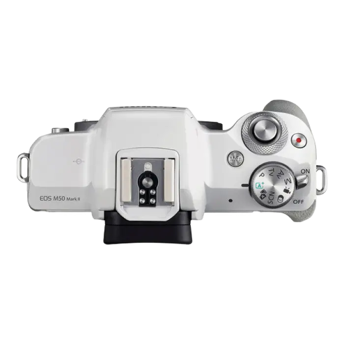 Aparat Foto Mirrorless Canon EOS M50 Mark II, White + EF-M 15-45 IS, Alb