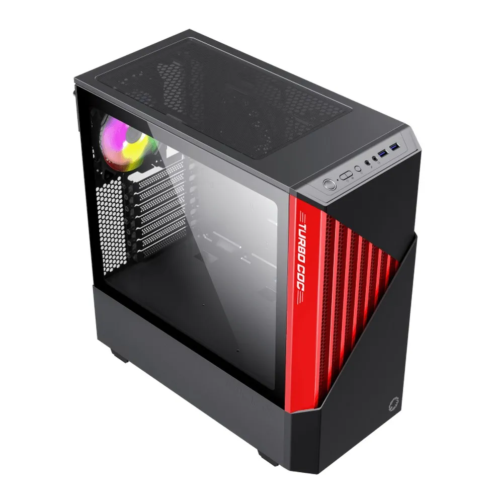 Carcasă PC Gamemax Contac COC, Midi-Tower, ATX, Negru/Rosu