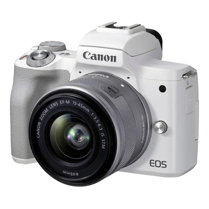 Aparat Foto Mirrorless Canon EOS M50 Mark II, White + EF-M 15-45 IS, Alb
