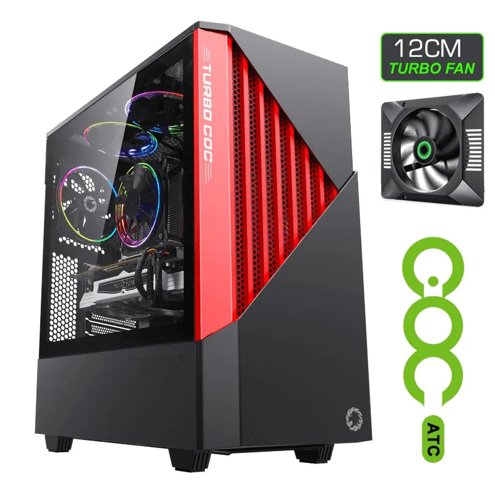 Carcasă PC Gamemax Contac COC, Midi-Tower, ATX, Negru/Rosu